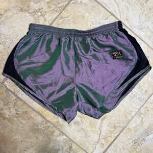 Surf Style Purple Black Iridescent Nylon Running Shorts Women’s Large 90s Style